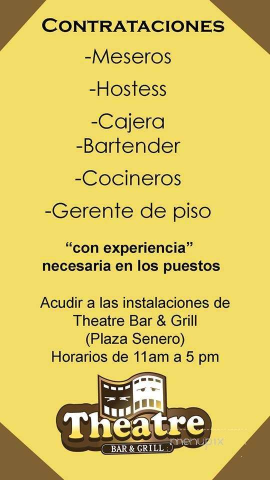Theatre Bar Grill - El Paso, TX menu_pic