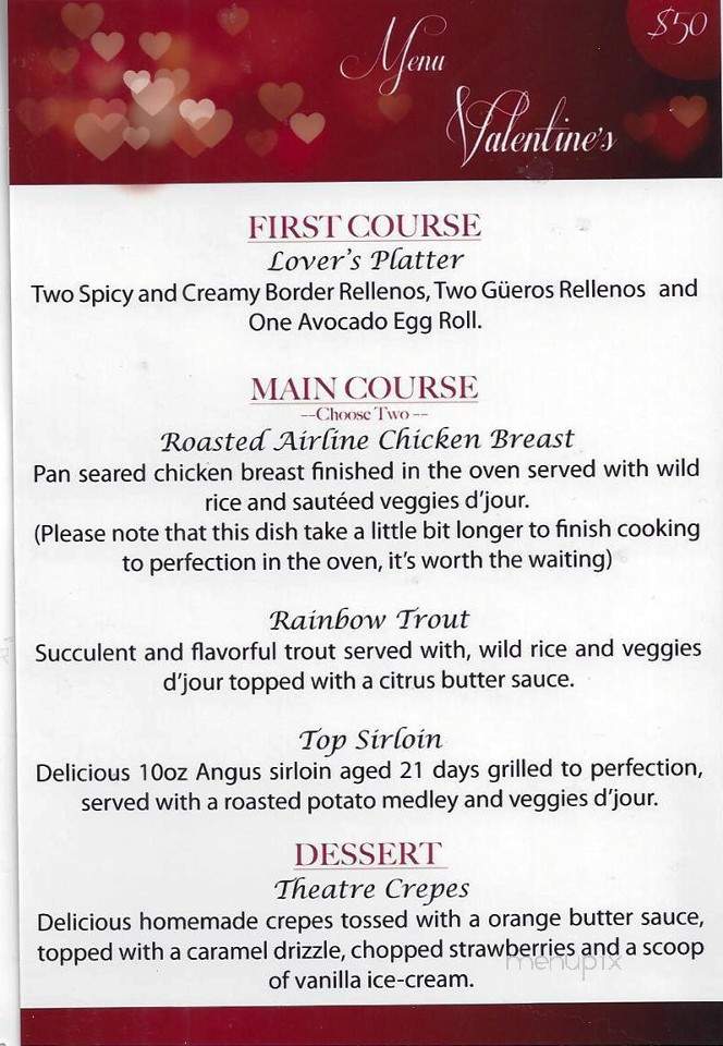 Theatre Bar Grill - El Paso, TX menu_pic