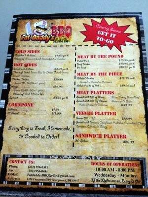 Fat Daddy's BBQ and Grille - Georgetown, DE menu_pic