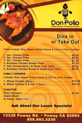 Don Pollo - Poway, CA menu_pic