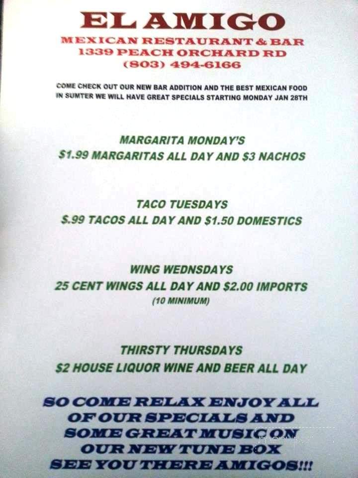 El Amigo - Sumter, SC menu_pic