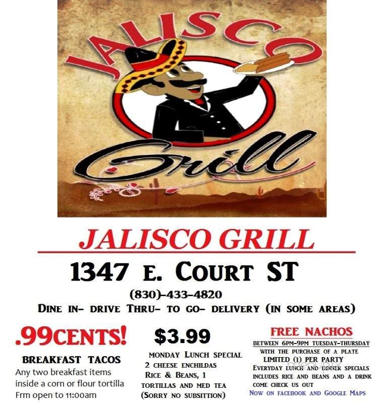 Jalisco Grill - Seguin, TX menu_pic