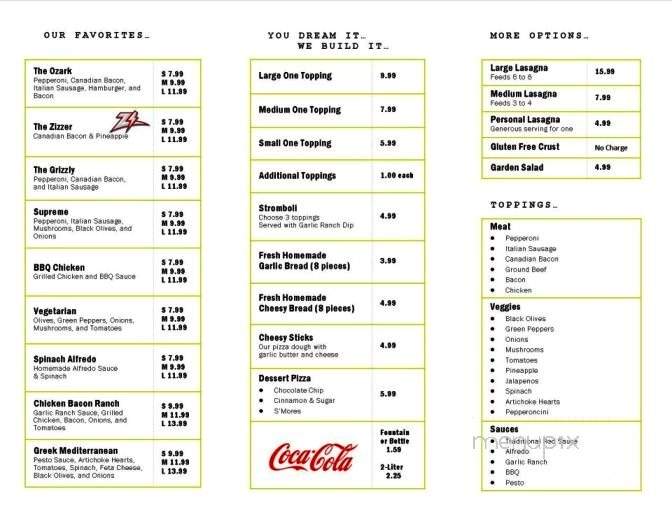 Ozark Pizza Co. - West Plains, MO menu_pic