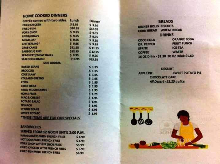 EJ's Soul Food and Country Cooking - Cary, NC menu_pic