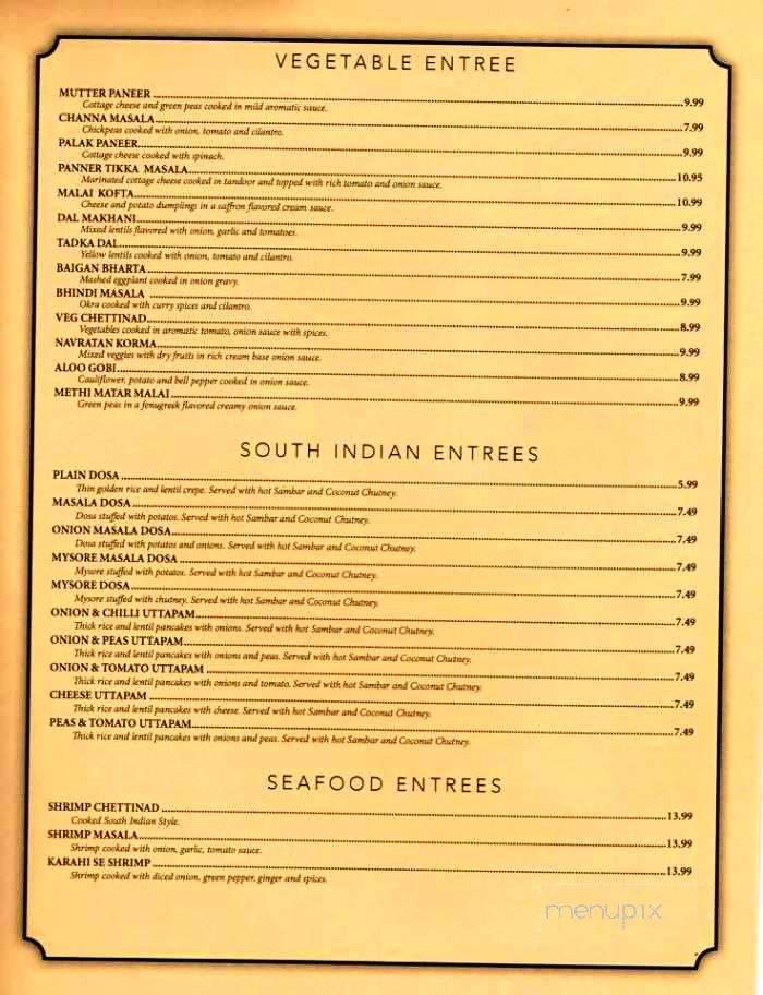 Garam Masala Fine Dining Cuisine - Lafayette, IN menu_pic