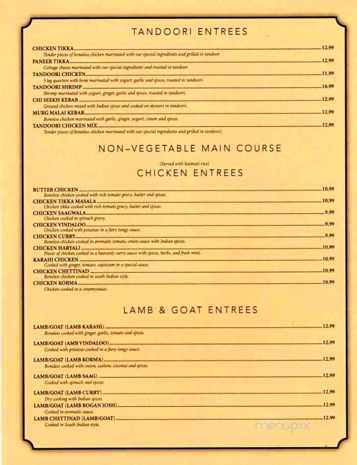 Garam Masala Fine Dining Cuisine - Lafayette, IN menu_pic