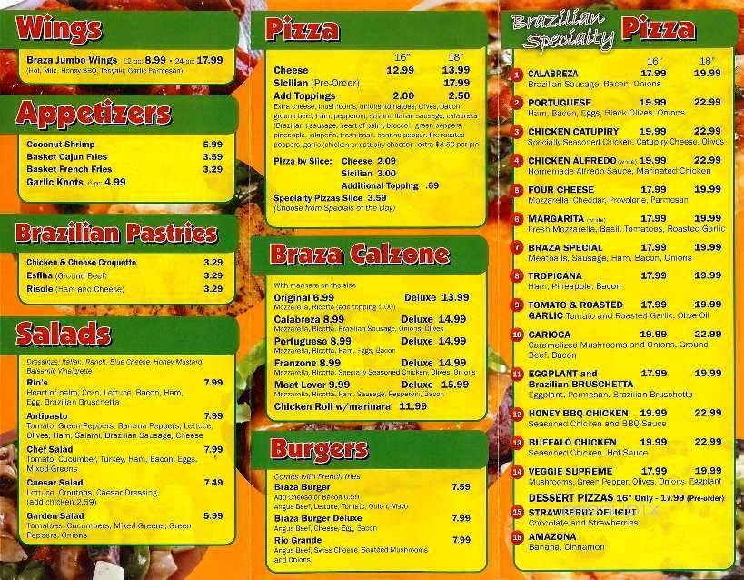 Braza Pizza - Myrtle Beach, SC menu_pic