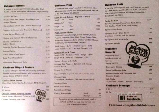 M&M Clubhouse - Connellsville, PA menu_pic