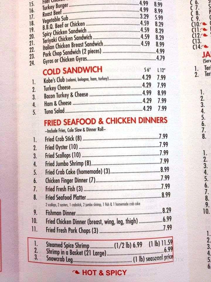 Kobe's Subs & Pizza - Rio Grande, NJ menu_pic