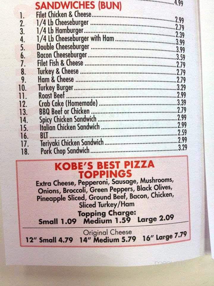 Kobe's Subs & Pizza - Rio Grande, NJ menu_pic