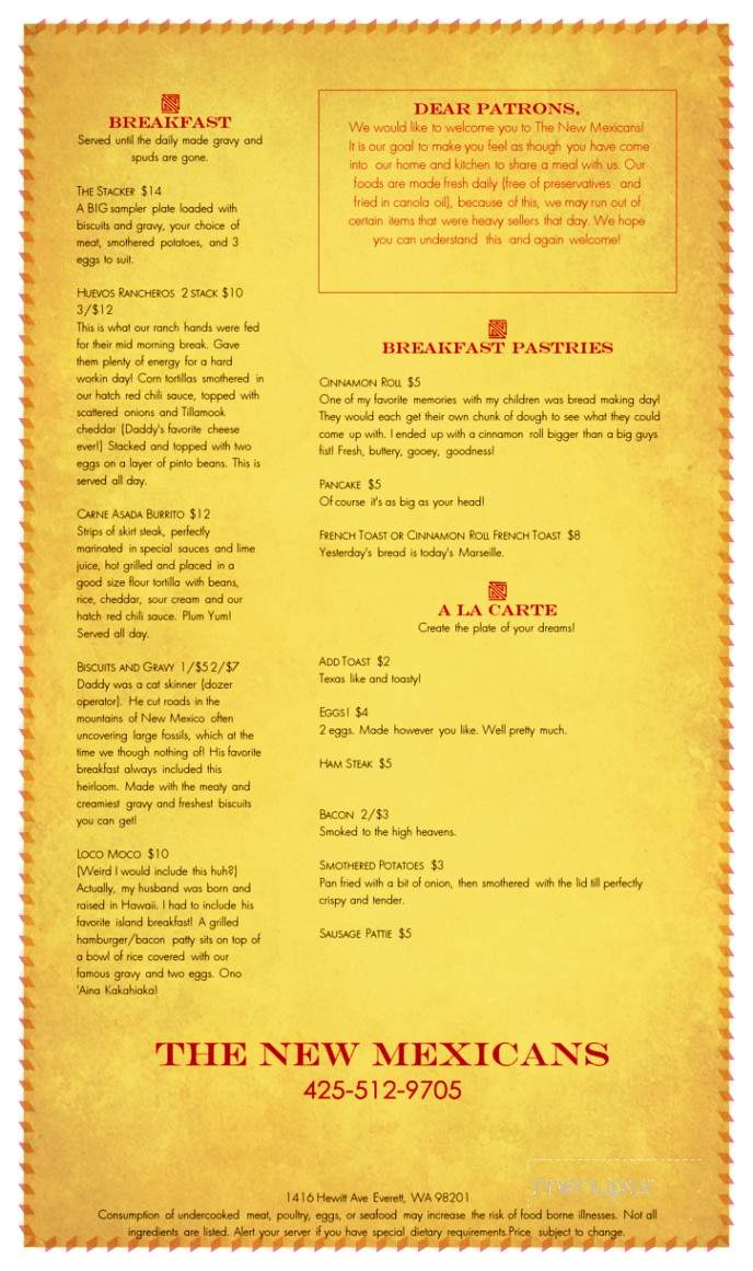 The New Mexicans - Everett, WA menu_pic