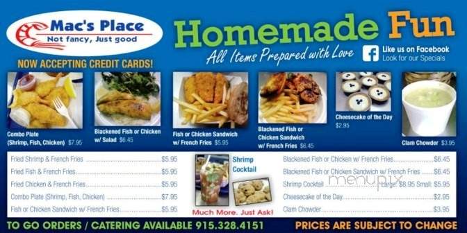 Mac's Place - El Paso, TX menu_pic