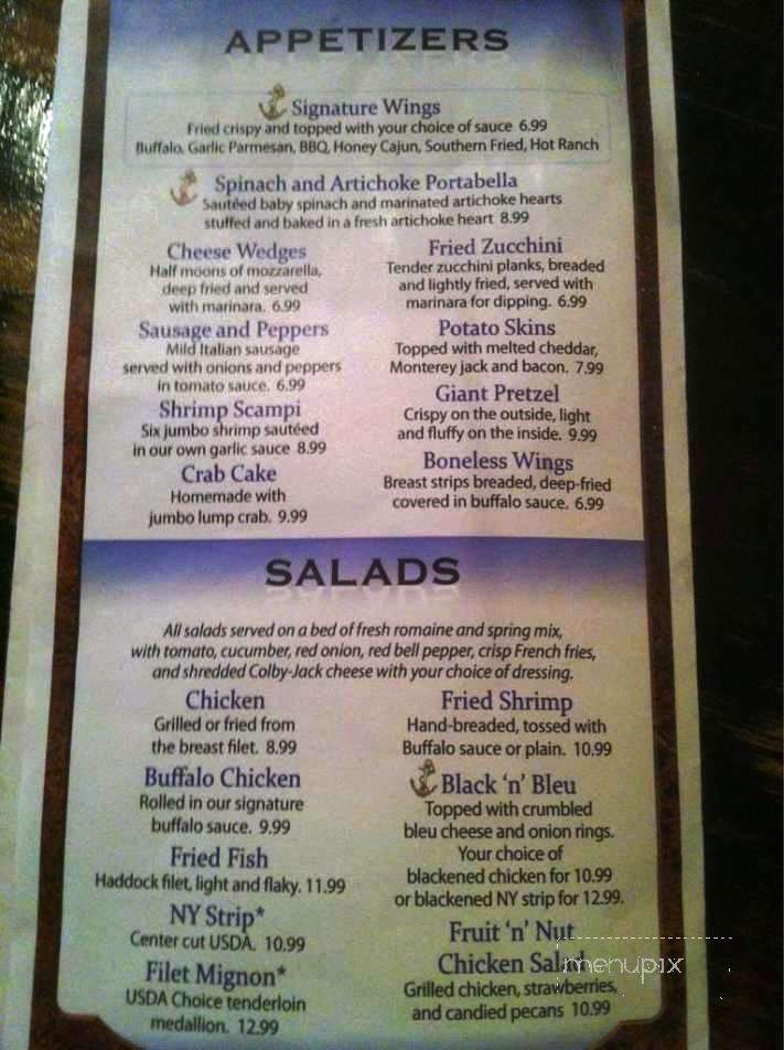 Waters Edge Pub - Beaver, PA menu_pic
