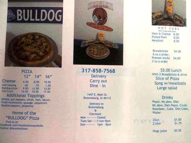 Hoosier Pizza and Subs - Brownsburg, IN menu_pic