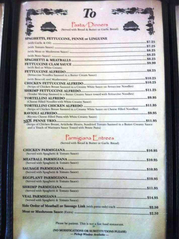 Padrino's Ristorante Italiana - Beckley, WV menu_pic