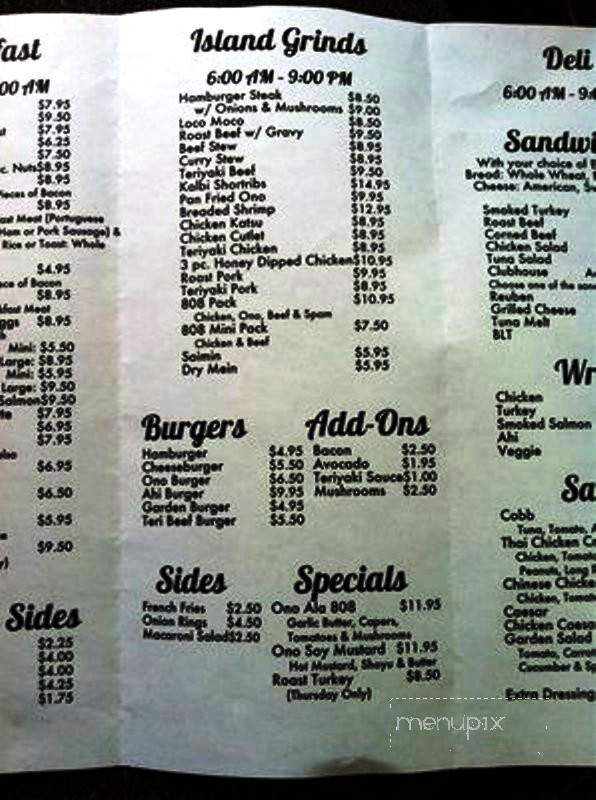 Cafe 808 - Wailuku, HI menu_pic