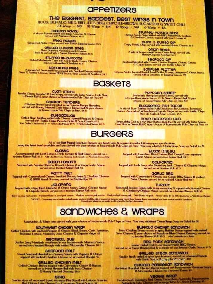 15 West Bar Grill - Perryville, MO menu_pic