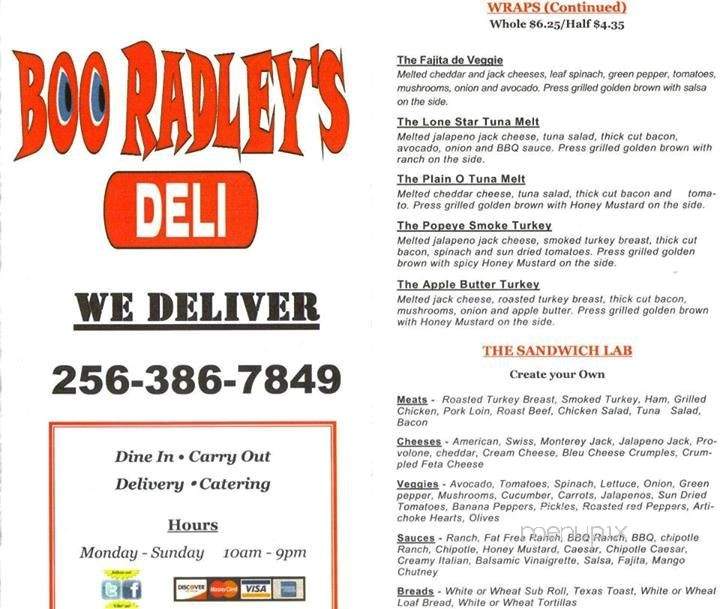 Boo Radley's - Muscle Shoals, AL menu_pic