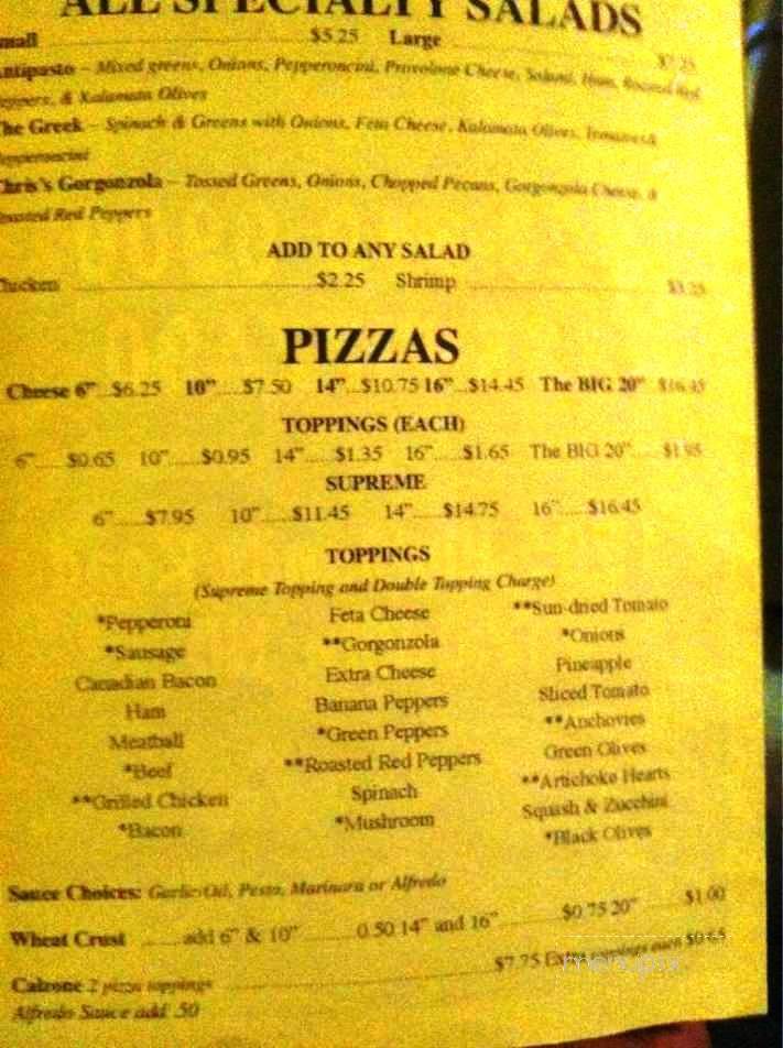 Chris Charlies Pizza More - Franklin, NC menu_pic