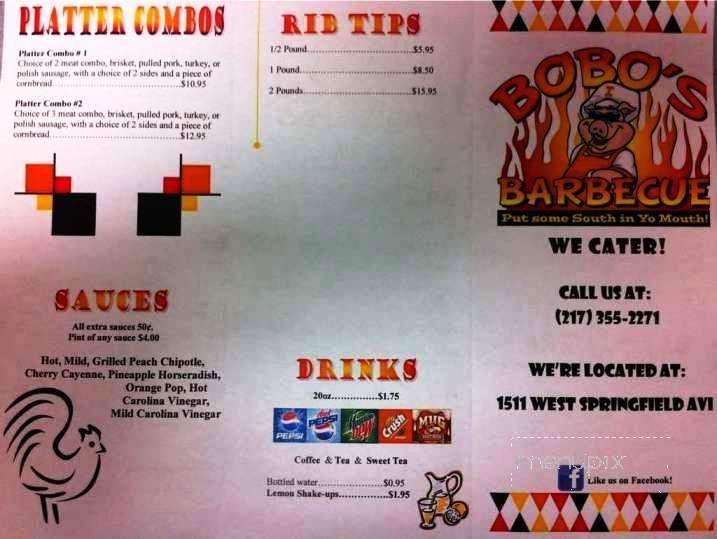Bobo's Barbecue - Champaign, IL menu_pic