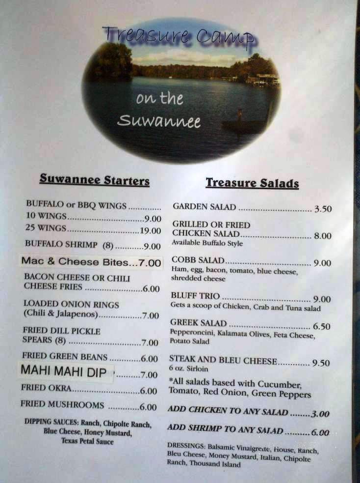 Treasure Camp on the Suwannee - Chiefland, FL menu_pic