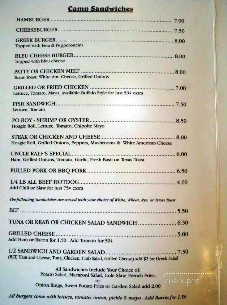 Treasure Camp on the Suwannee - Chiefland, FL menu_pic