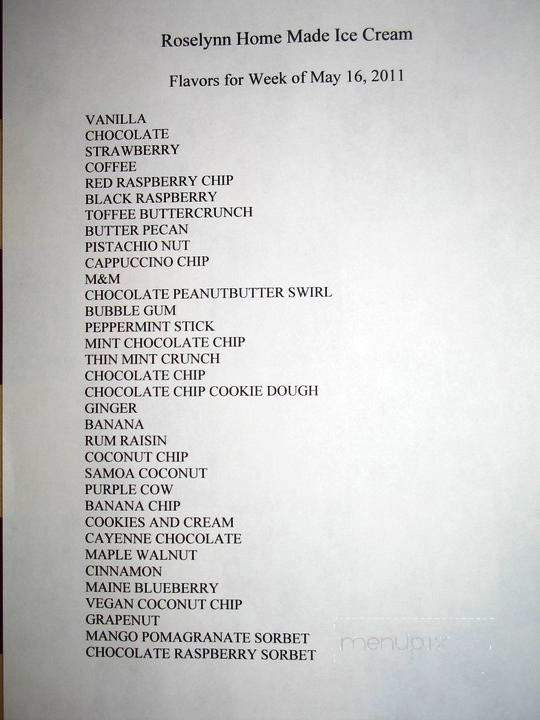 Roselynn Ice Cream - Epping, NH menu_pic