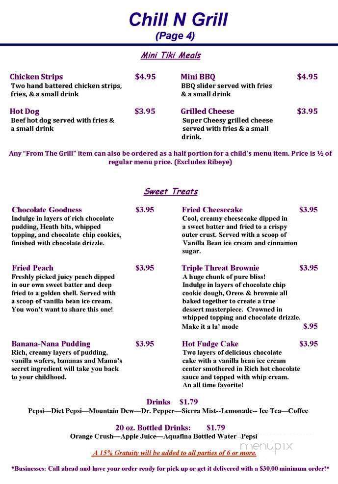 Chill 'N' Grill - Greer, SC menu_pic