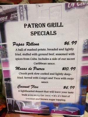 Patron Grill - London, KY menu_pic