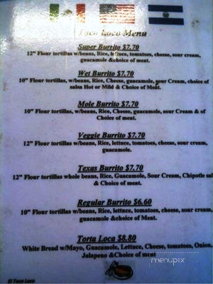 El Taco Loco - Seattle, WA menu_pic
