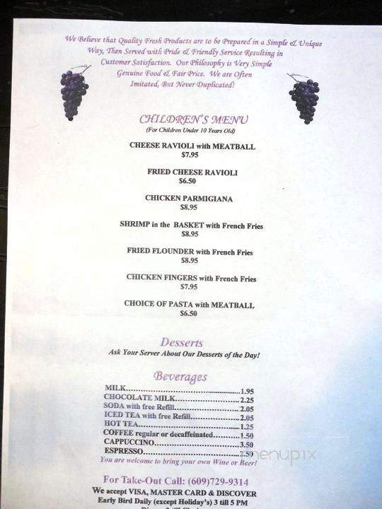 Ninos Family Restaurant - Cape May, NJ menu_pic