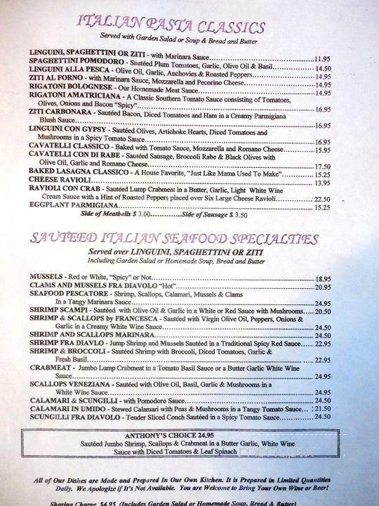 Ninos Family Restaurant - Cape May, NJ menu_pic