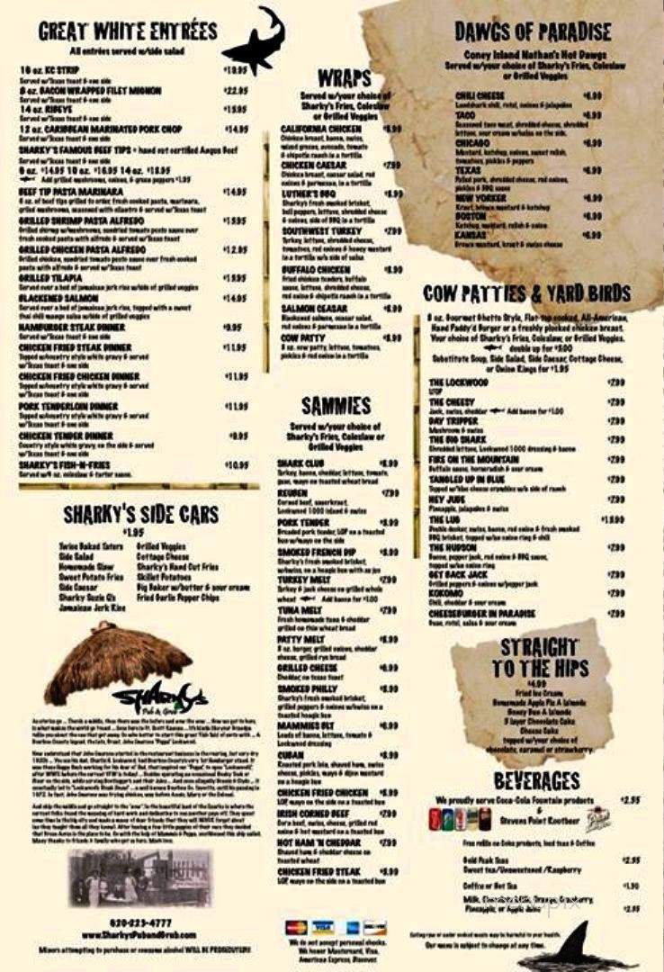 Sharky's Pub Grub - Fort Scott, KS menu_pic