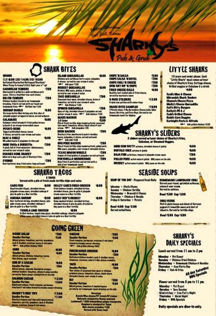 Sharky's Pub Grub - Fort Scott, KS menu_pic