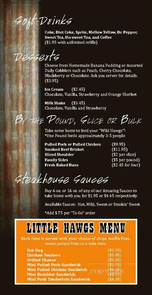 Wild Hawgs Smokehouse - Bowling Green, KY menu_pic