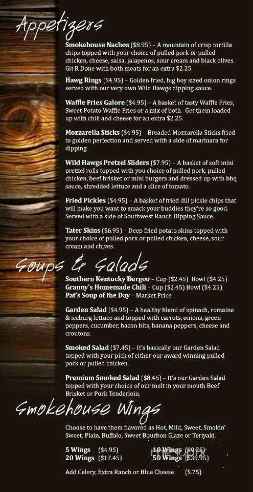 Wild Hawgs Smokehouse - Bowling Green, KY menu_pic