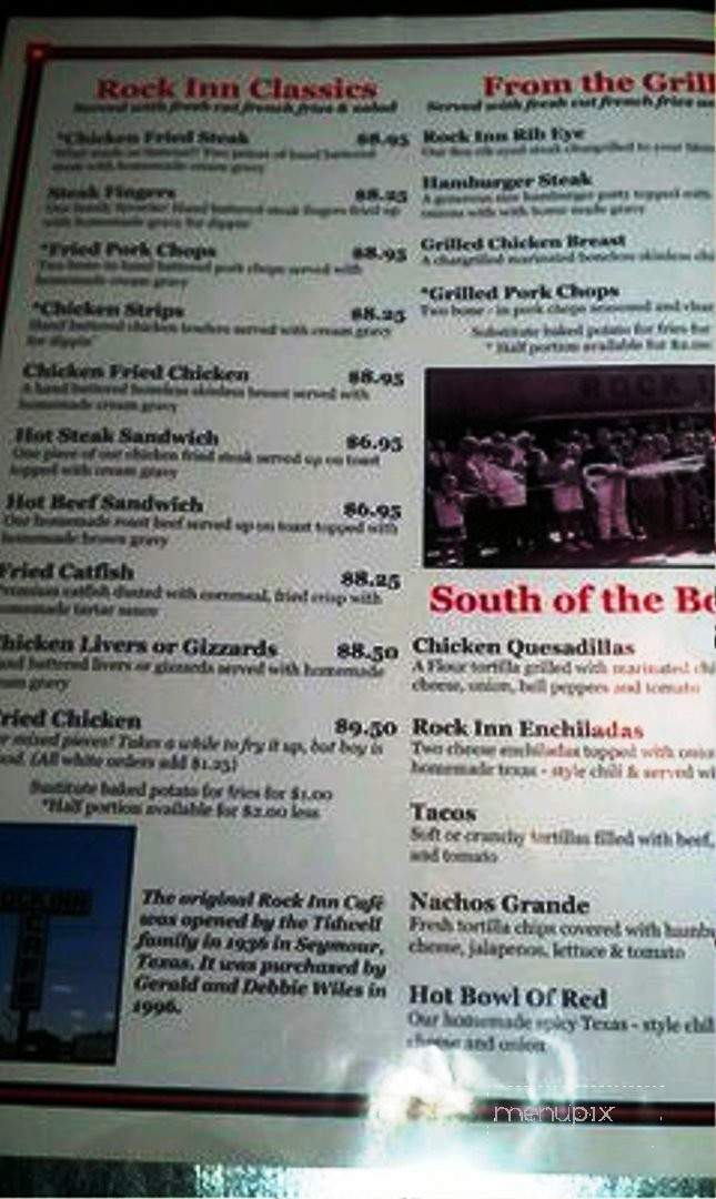 Rock Inn Cafe - Memphis, TX menu_pic