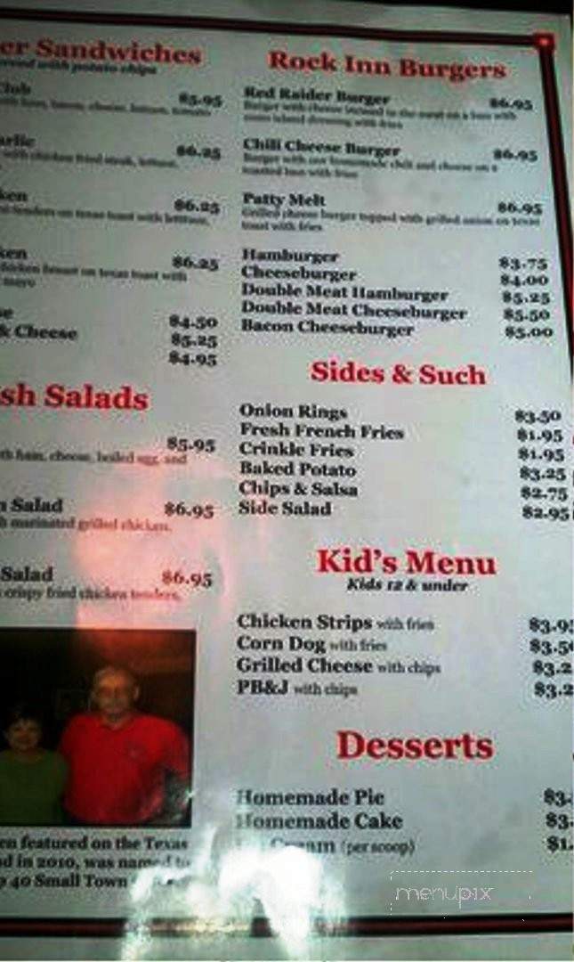 Rock Inn Cafe - Memphis, TX menu_pic