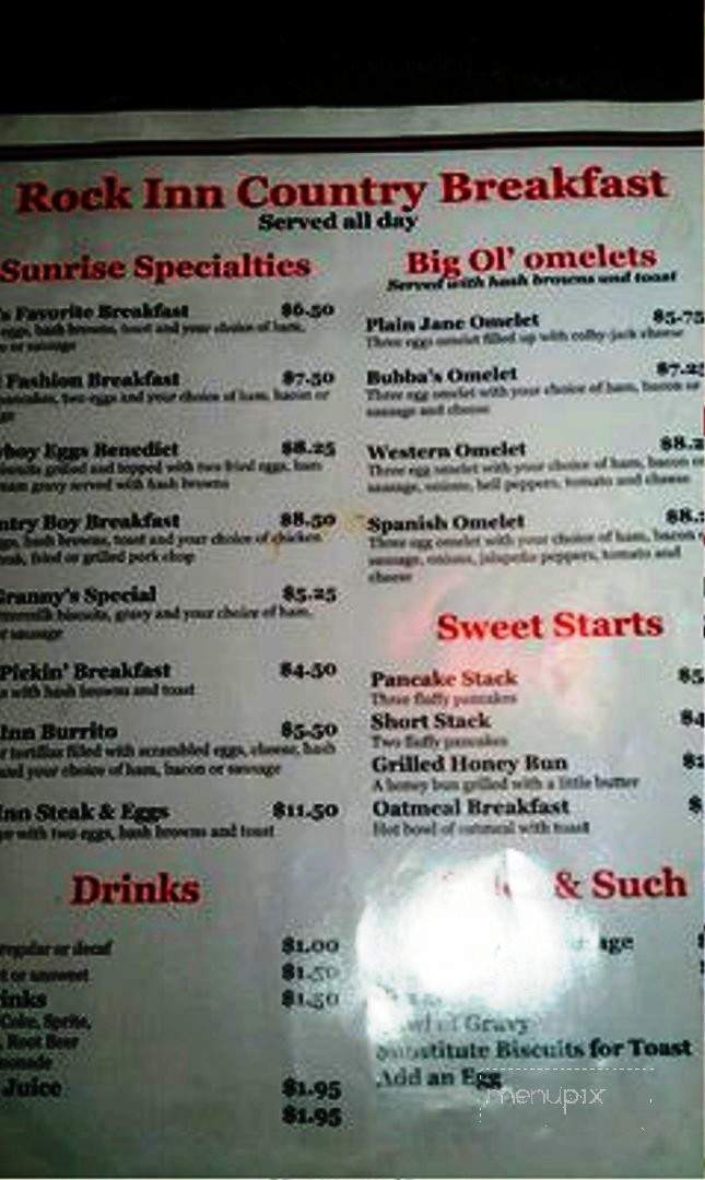 Rock Inn Cafe - Memphis, TX menu_pic