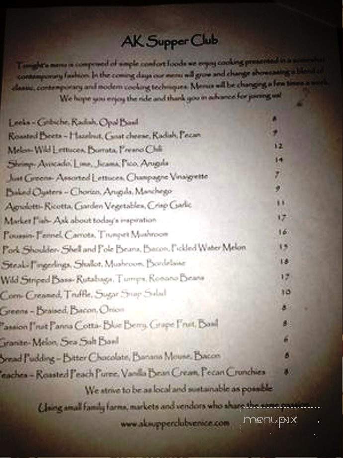 A K Supper Club @ Capri - Venice, CA menu_pic