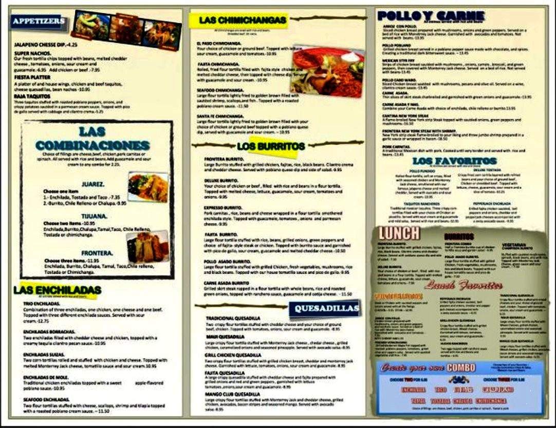 Frontera Grill - Chicopee, MA menu_pic