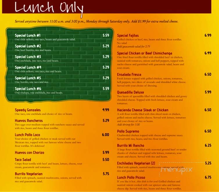 Hacienda Jalisco Mexican Grill & Bar - Asheville, NC menu_pic