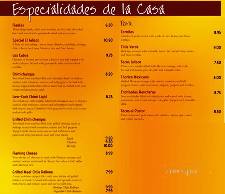 Hacienda Jalisco Mexican Grill & Bar - Asheville, NC menu_pic