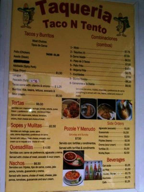 Taco N Tento - Shoreline, WA menu_pic