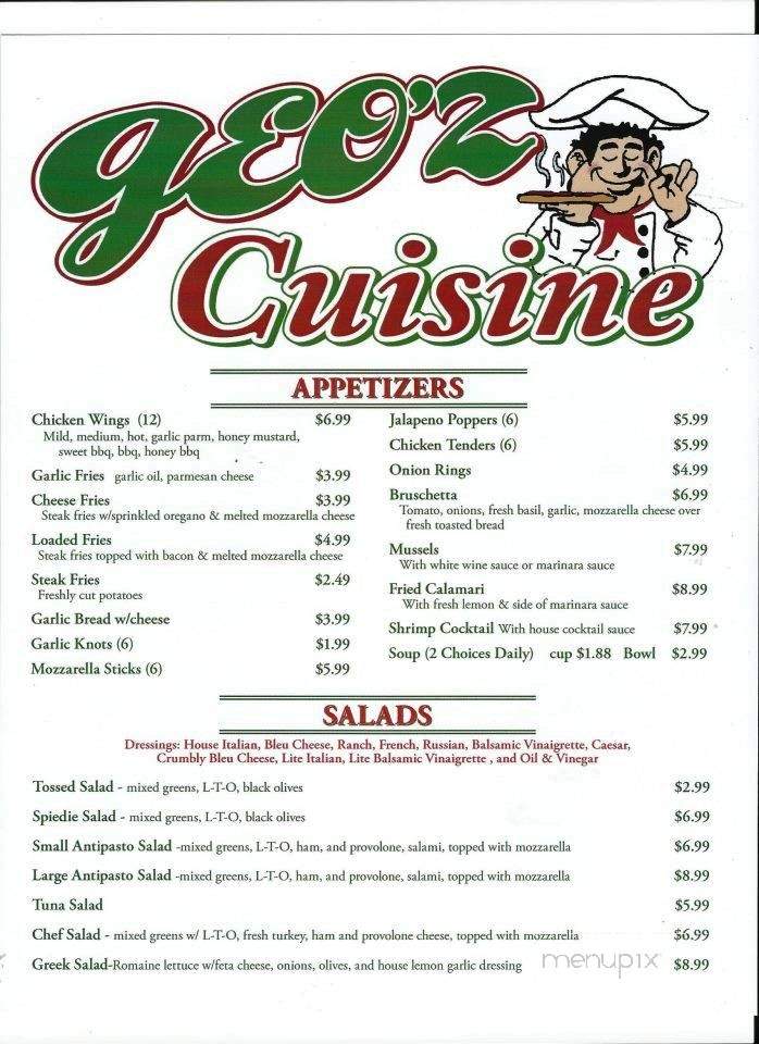 Geo'z Cuisine - Endicott, NY menu_pic