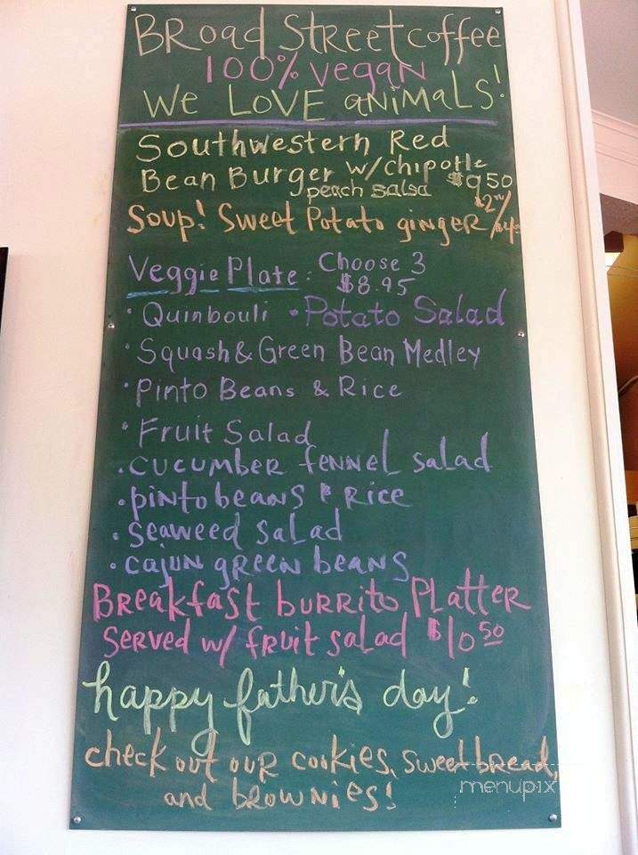 Broad Street Coffee Vegan and Vegetarian Resturaunt - Athens, GA menu_pic