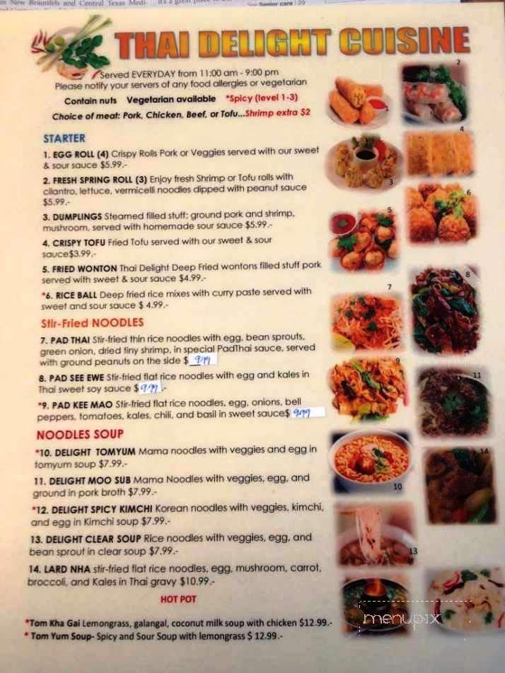 Thai Delight Cuisine - Buda, TX menu_pic