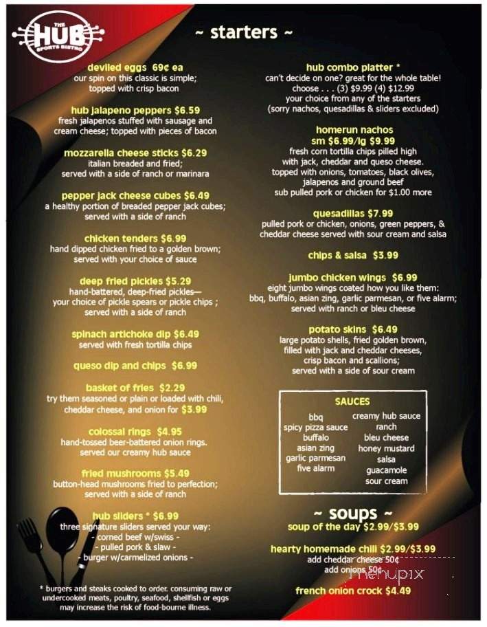 The hub sports bistro - Macomb, MI menu_pic
