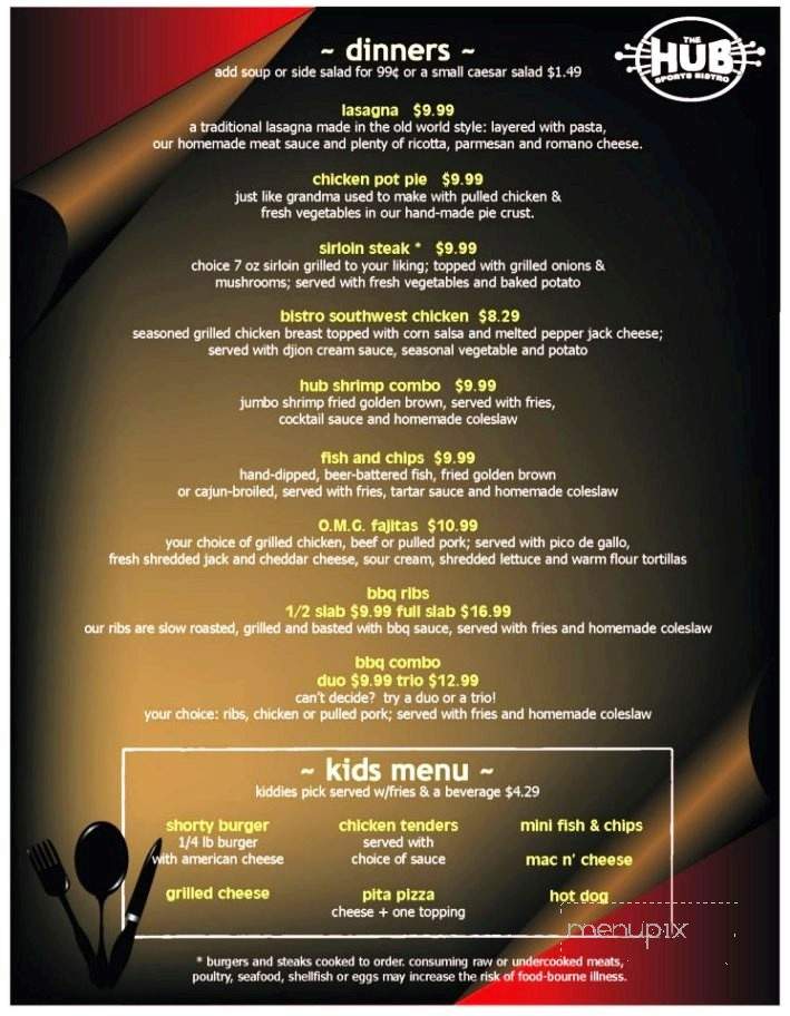The hub sports bistro - Macomb, MI menu_pic