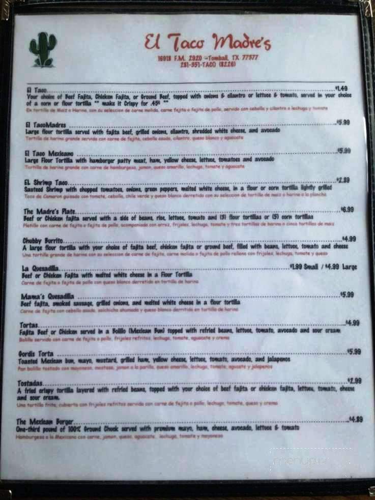 El Taco Madres - Tomball, TX menu_pic